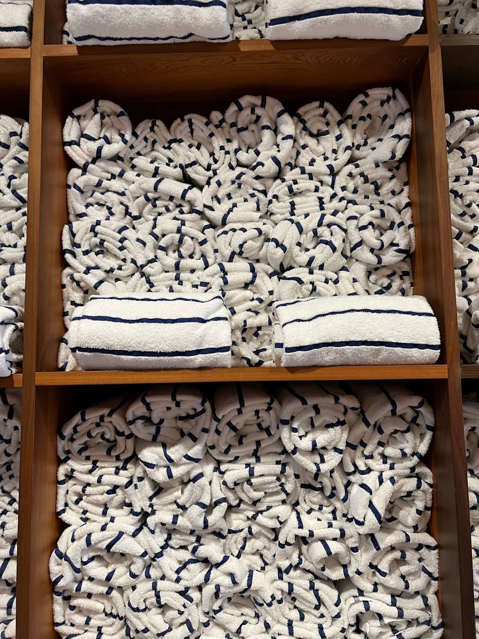 Clean towels on a shelf